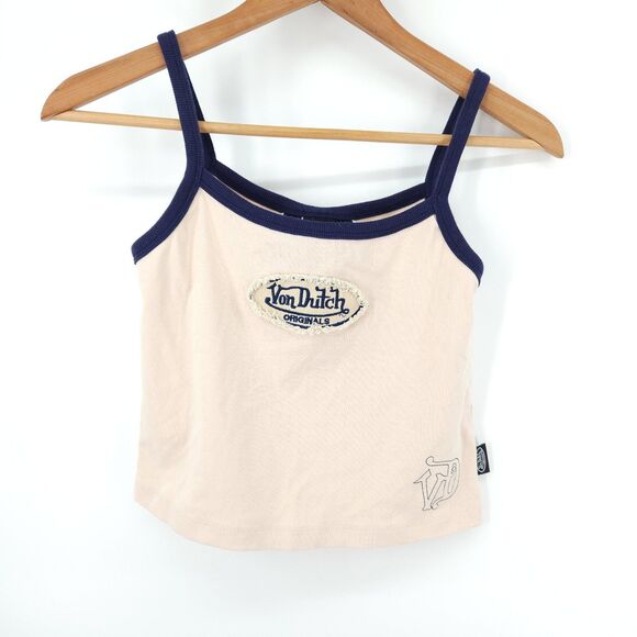 Von Dutch Tank Top Women Size Small UO Exclusive Ecru Ringer Cami - Picture 1 of 11